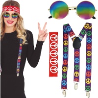 Ensemble hippie avec bretelles, lunettes et bandeau