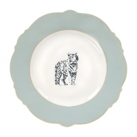 Assiette de 20,4 cm à motif tigre du Bengale avec bord doré