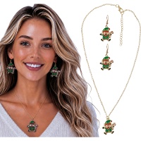Parure collier et boucles d'oreilles elfe de Noël