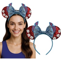 Serre-tête extraterrestre bleu avec oreilles et noeud