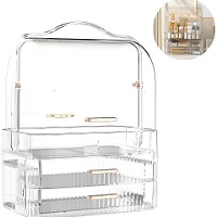 Organisateur de maquillage transparent avec couvercle et tiroirs 26,5 x 18 x 35 cm