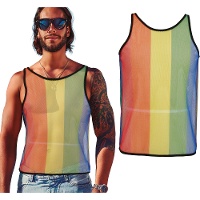 T-shirt en résille arc?en?ciel pour adulte