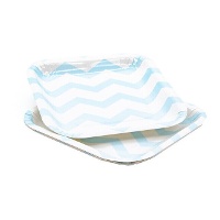 Assiettes carrées à zigzag de 22 x 22 cm - 6 unités