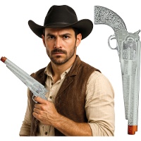 Pistolet de cow?boy argenté de 30 cm