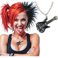 Collier de guitare électrique noir et argenté