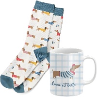 Coffret cadeau mug et chaussettes à motif teckel