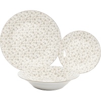 Service de table beige à motif floral - 18 pièces