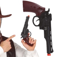 Pistolet de cowboy noir et marron - 26 cm
