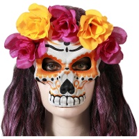 Masque de catrina avec fleurs - 1 unité