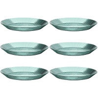 Assiettes en plastique de 23 cm avec des rayures réutilisables - 6 unités