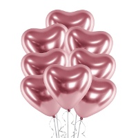 Ballons en latex de 30 cm chromés en forme de coeur - PartyDeco - 50 unités