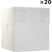 Lot de 20 boîtes à gâteau de 25 x 25 x 20 cm - hauteur réglable jusqu'à 28 cm