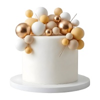 Topper pour gâteau de boules jaunes, dorées et blanches - 32 pièces