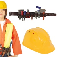 Ceinture avec accessoires et casque d'ouvrier enfant